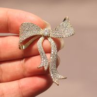 Lady Bow Knot Copper Inlay Artificial Gemstones Women's Brooches main image 3