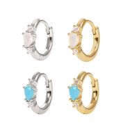 1 Pair Simple Style Geometric Plating Inlay Sterling Silver Opal Zircon 18k Gold Plated White Gold Plated Earrings main image 1