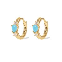 1 Pair Simple Style Geometric Plating Inlay Sterling Silver Opal Zircon 18k Gold Plated White Gold Plated Earrings sku image 2