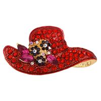 Lady Hat Flower Alloy Inlay Artificial Diamond Women's Brooches main image 2