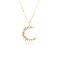 Simple Style Moon Sterling Silver Plating Inlay Zircon 18k Gold Plated White Gold Plated Pendant Necklace sku image 2