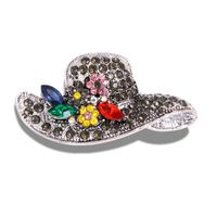 Dame Chapeau Fleur Alliage Incruster Diamant Artificiel Femmes Broches main image 3