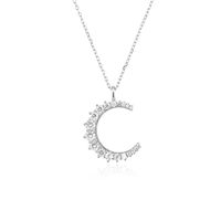 Simple Style Moon Sterling Silver Plating Inlay Zircon 18k Gold Plated White Gold Plated Pendant Necklace sku image 1