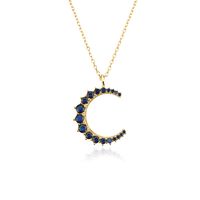 Simple Style Moon Sterling Silver Plating Inlay Zircon 18k Gold Plated White Gold Plated Pendant Necklace sku image 3