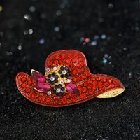 Lady Hat Flower Alloy Inlay Artificial Diamond Women's Brooches main image 1