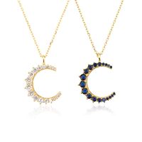 Simple Style Moon Sterling Silver Plating Inlay Zircon 18k Gold Plated White Gold Plated Pendant Necklace main image 6