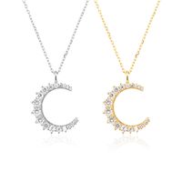 Simple Style Moon Sterling Silver Plating Inlay Zircon 18k Gold Plated White Gold Plated Pendant Necklace main image 3