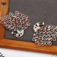 Lady Peacock Alloy Plating Inlay Artificial Gemstones Women's Brooches main image 2