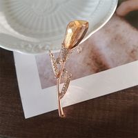 Sweet Flower Alloy Plating Inlay Artificial Crystal Women's Brooches sku image 2