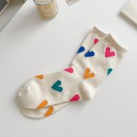 Unisex Cute Heart Shape Cotton Crew Socks A Pair sku image 1