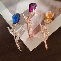 Sweet Flower Alloy Plating Inlay Artificial Crystal Women's Brooches main image 1