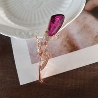 Sweet Flower Alloy Plating Inlay Artificial Crystal Women's Brooches sku image 3