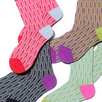 Women's Retro Color Block Cotton Jacquard Crew Socks A Pair main image 1