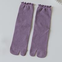 Femmes Style Japonais Pastorale Couleur Unie Coton Crew Socks Une Paire sku image 4