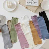Femmes Style Japonais Pastorale Couleur Unie Coton Crew Socks Une Paire main image 4