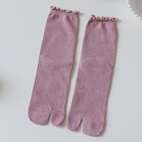 Femmes Style Japonais Pastorale Couleur Unie Coton Crew Socks Une Paire sku image 3