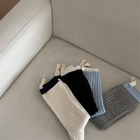 Women's Basic Color Block Cotton Jacquard Crew Socks A Pair main image 3