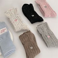 Women's Sweet Polka Dots Heart Shape Wool Embroidery Crew Socks A Pair main image 4