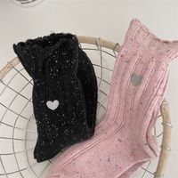 Women's Sweet Polka Dots Heart Shape Wool Embroidery Crew Socks A Pair main image 3