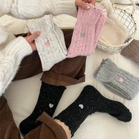 Women's Sweet Polka Dots Heart Shape Wool Embroidery Crew Socks A Pair main image 2