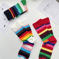 Unisex Retro Rainbow Cotton Crew Socks A Pair main image 5
