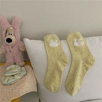 Women's Sweet Dog Polka Dots Cotton Crew Socks A Pair sku image 5
