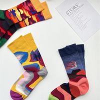Unisex Retro French Style Oil Painting Cotton Crew Socks A Pair main image 4