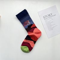 Unisex Retro French Style Oil Painting Cotton Crew Socks A Pair sku image 3