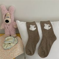 Women's Sweet Dog Polka Dots Cotton Crew Socks A Pair sku image 4
