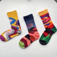 Unisex Retro French Style Oil Painting Cotton Crew Socks A Pair main image 1