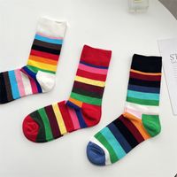 Unisex Retro Rainbow Cotton Crew Socks A Pair main image 2