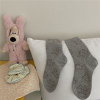 Women's Sweet Dog Polka Dots Cotton Crew Socks A Pair sku image 1