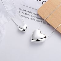 Simple Style Heart Shape Sterling Silver Pendant Necklace main image 1