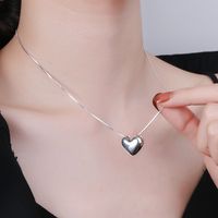 Simple Style Heart Shape Sterling Silver Pendant Necklace main image 3