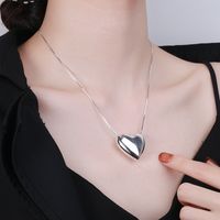Simple Style Heart Shape Sterling Silver Pendant Necklace main image 2