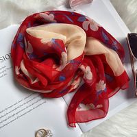 Women's Elegant Simple Style Flower Georgette Silk Scarf sku image 3