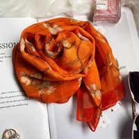Women's Elegant Simple Style Flower Georgette Silk Scarf sku image 9