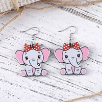 Cute Cartoon Elephant Wood Women's Earrings Necklace main image 6