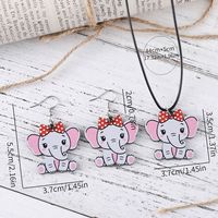 Cute Cartoon Elephant Wood Women's Earrings Necklace main image 2
