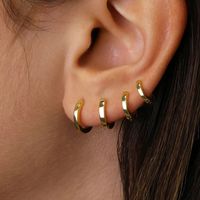 1 Set Simple Style Classic Style Solid Color Plating Copper Gold Plated Earrings main image 1