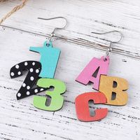 1 Pair Casual Vacation Letter Number Wood Drop Earrings main image 5