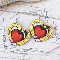 1 Pair Casual Novelty Heart Shape Apple Pencil Wood Drop Earrings main image 2