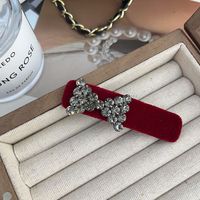 Women's Retro Bow Knot Velvet Material 80% Polyester 20% Spandex M: About 0.463kg Inlay Rhinestones Hair Clip sku image 1