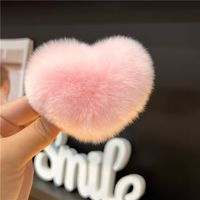 Women's Cute Simple Style Heart Shape Rabbit Fur Hair Clip sku image 12