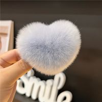 Women's Cute Simple Style Heart Shape Rabbit Fur Hair Clip sku image 11