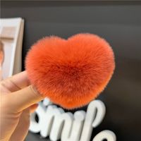 Women's Cute Simple Style Heart Shape Rabbit Fur Hair Clip sku image 9