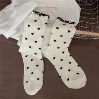 Women's Japanese Style Heart Shape Cotton Crew Socks A Pair sku image 1