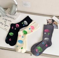 Frau Dame Japanischer Stil Graffiti Baumwolle Crew Socken Ein Paar main image 1