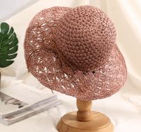 Women's Pastoral Simple Style Solid Color Bowknot Wide Eaves Straw Hat main image 2