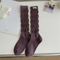 Femmes Vêtement De Rue Couleur Unie Coton Crew Socks Une Paire sku image 3